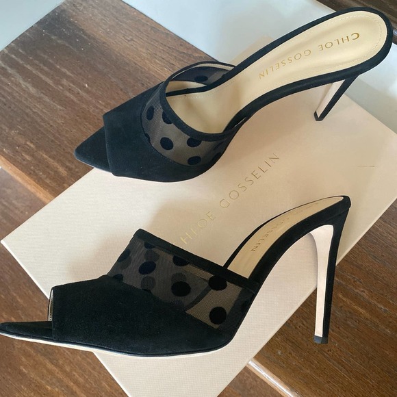 NWOT CHLOE GOSSELIN Liz Black Velvet Mules, size 42 - Picture 3 of 12